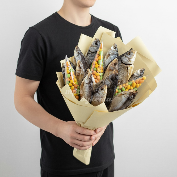 Букет из рыбы и арахиса в глазури