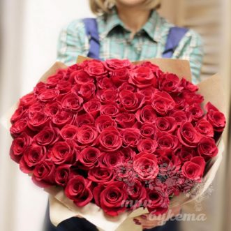 101 розовая роза (Premium) 70 см