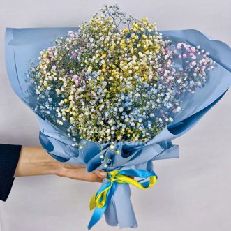 Букет из 9 разноцветных гипсофил